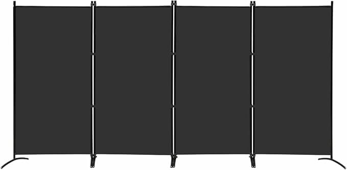 MAYOLIAH 4 Panel Privacy Screen Room Dividers 6FT Tall Portable Office Wall Divider for Rooms Separator 136"x20"x71", Black