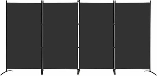 MAYOLIAH 4 Panel Privacy Screen Room Dividers 6FT Tall Portable Office Wall Divider for Rooms Separator 136"x20"x71", Black