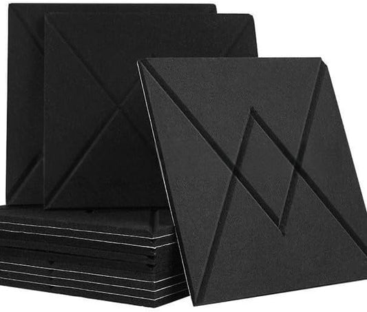 12 Pack of Self-Adhesive Soundproof Panels, 12"x12"x0.4" Polyester Soundproof Foam Panels, Decorative Noise Reduction Wall Panels, Acoustic Panels for Walls, Ceilings and Doors