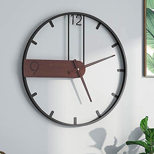Large Wall Clock for Living Room Decor, Modern Walnut Dial Metal Frame Wall Decor Silent Non Ticking Clocks for Bedroom, Study, Office Decorations, Gift idea, 23.6"''