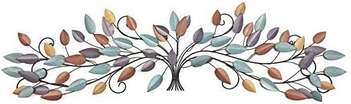 Bellaa 21987 Tree of Life Metal Wall Art Scroll Vine Olive Branch Leaf Decor Wrought Iron Rustic Sculptures Above the Bed Living Room Outdoor Garden Decoration Big Large Plaque Medallion 52 Inch