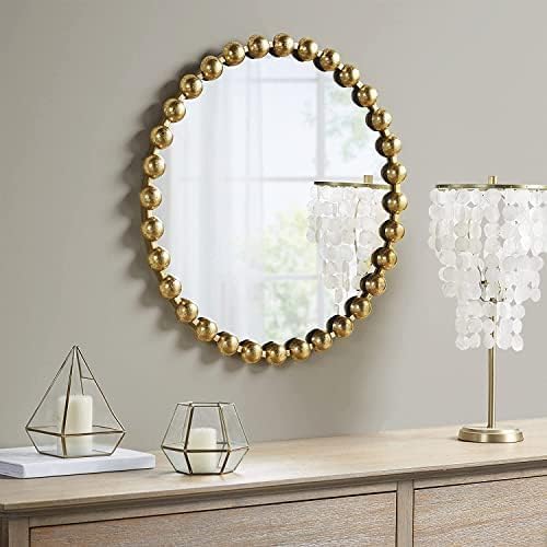 Madison Park Round Mirror, Metal Frame Circle Mirror 27 inch, Wall Art Decor Mounted Hanging for Entryway, Bathroom, hallway, Living Room, Vanity, Marlowe, Gold