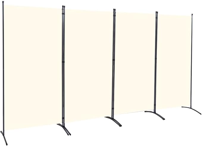 JVVMNJLK Indoor Room Divider, Portable Office Divider, Convenient Movable (4-Panel), Folding Partition Privacy Screen for Bedroom,Dining Room, Study,136" W x 19.7" D x 71.3" H, Beige