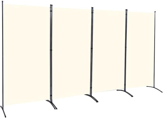 JVVMNJLK Indoor Room Divider, Portable Office Divider, Convenient Movable (4-Panel), Folding Partition Privacy Screen for Bedroom,Dining Room, Study,136" W x 19.7" D x 71.3" H, Beige