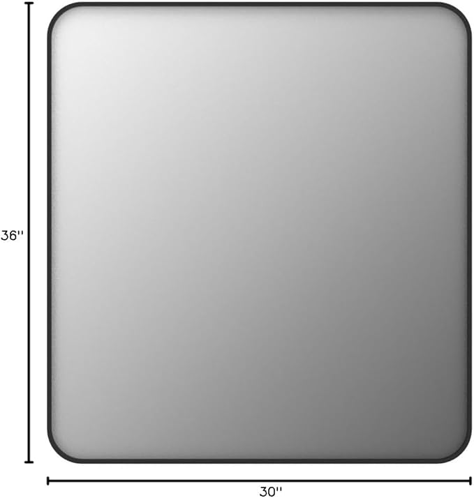 30x36 Black Matte Bathroom Mirror, Rectangle Framed Vanity Mirror for Wall, Rounded Corner, Anti-Rust, Shatterproof (Horizontally/Vertically)