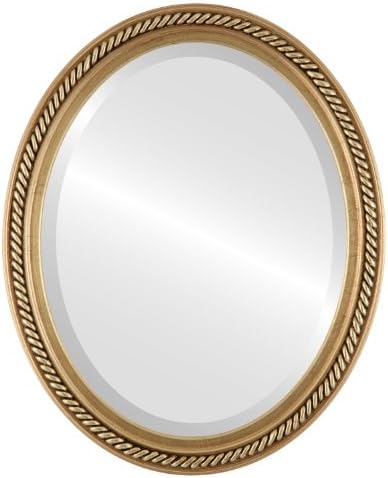 OVALCREST Oval Beveled Wall Mirror for Home Decor - Santa Fe Style - Gloss Black - 18x22 Outside Dimensions