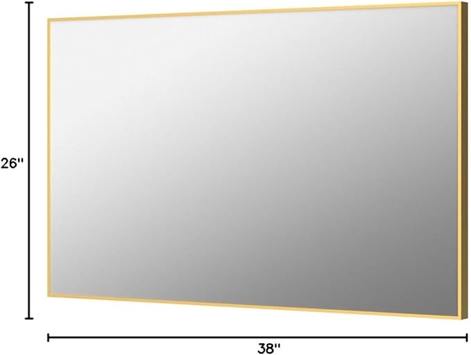 Koonmi Gold Mirrors for Wall, 26x38 Inch Bathroom Mirror, Rectangular Wall Mirror for Living Room Bedroom Bathroom, Hangs Horizontally or Vertically