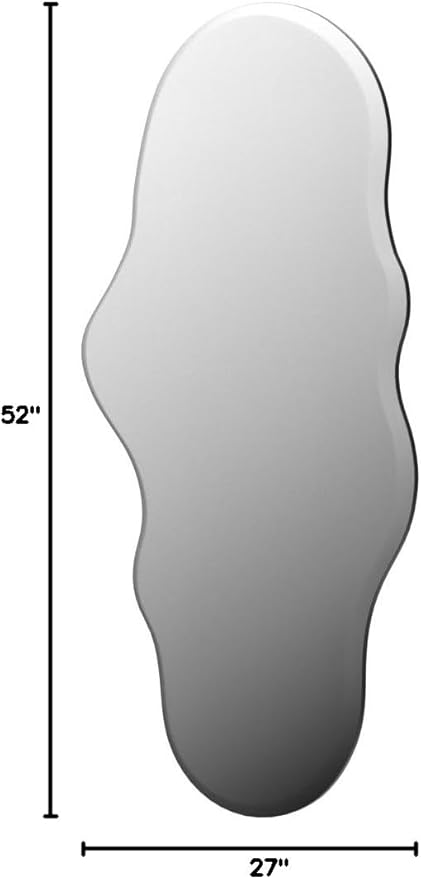 BST FURNH Unique Full Length Wall Mounted Mirror Tall Mirror Full Body Floor Length Mirror Dressing Body Frameless Mirror for Bedroom Bathroom Living Room,Irregular Shape Mirror,White Cloud 47x23''