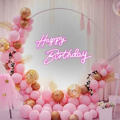 40"/23" Happy Birthday Neon Sign Large - Pink Happy Birthday Sign 12V - Happy Birthday Light Up Sign with Dimmable Switch - 2PCS Happy Birthday LED Sign for Backdrop, Party, Celebration, Decoration