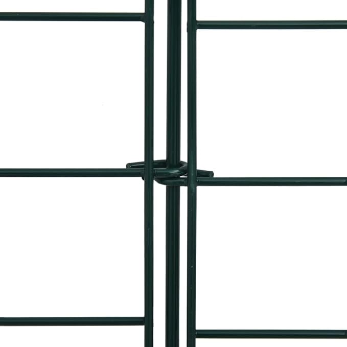 Arched Garden Fence Set 30.5"x30.9" Green, Steel Wire with Powder Coating, Lattice Fence Wall for Patio, Garden, Backyard, Lawn, Includes 5 Fence Panels & 6 Fixing Posts