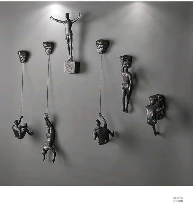 Climbing Men Wall Art Decor Sculpture,Nordic Modern Simplicity Decorative Wall Art, Climbing Man Sculptures,Home & Office Climber Gifts(Stone)