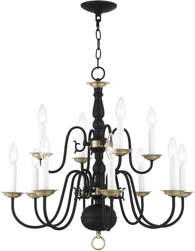 Livex Lighting 5012-04 Williamsburgh 12 Light Black Chandelier