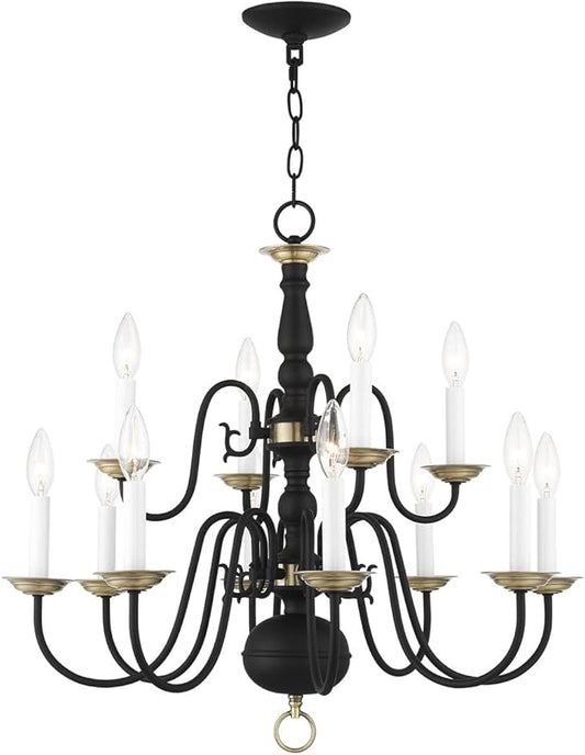 Livex Lighting 5012-04 Williamsburgh 12 Light Black Chandelier