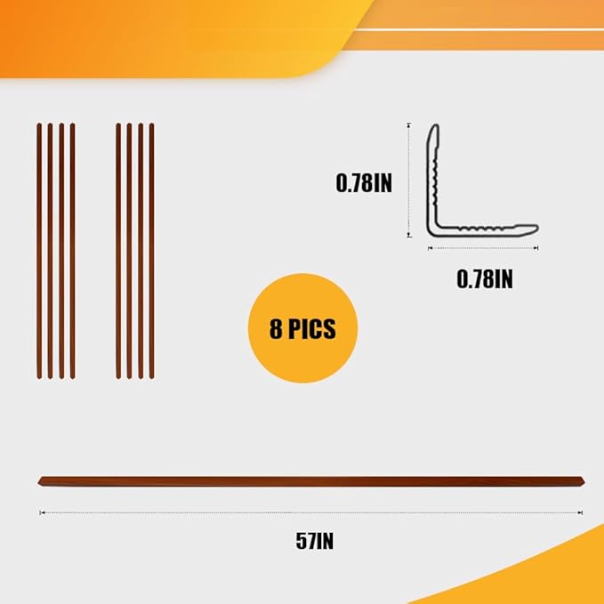 OUZUGIE 8-Pack 57 Inches, WPC Slat Wall Panel Trim,Corner Guard for High Grille (Teak)
