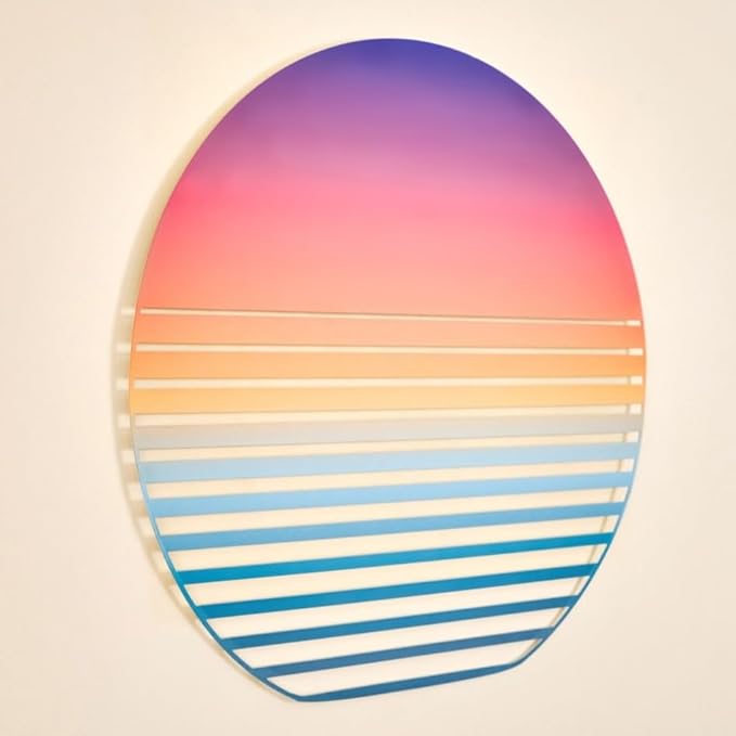 NEODECO Sunset on Sea Metal Wall Art for home decor, Minimalist art deco for living room, colorful wall sculpture (Medium)