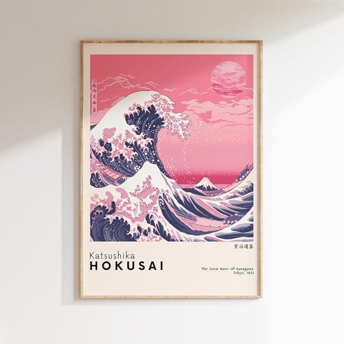 Nationcog Katsushika Hokusai Poster, The Great Wave Off Kanagawa Japanese Wall Art Print, Vintage Exhibition Style Decor for Living Room, Bedroom or Gallery Wall Display (Unframed) (12x18)