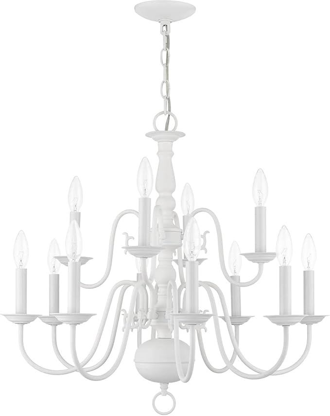 Livex Lighting 5012-03 Williamsburgh 12 Light White Chandelier