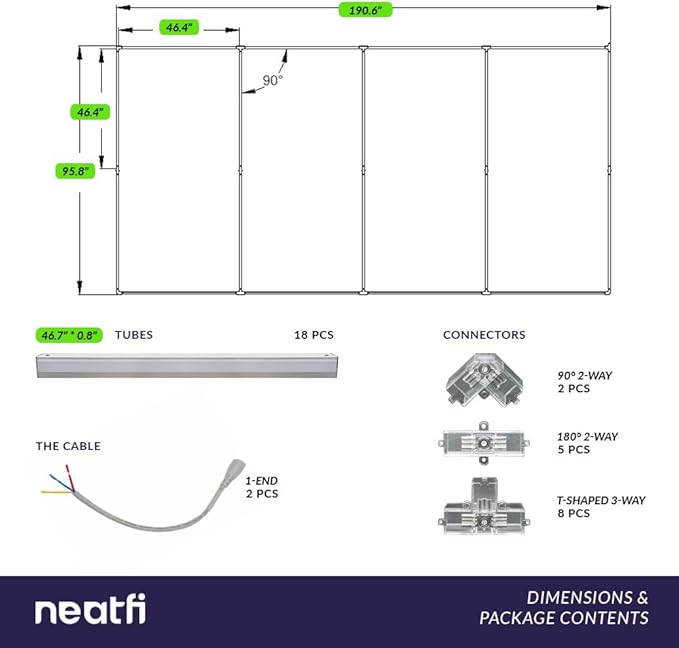 Neatfi LED Garage Ceiling Light, 31,680 Lumens, 6500K, 288W, Ultra-Bright Shop Light for Auto Shops, Car Detailing, Barber Shop, Beauty Salon, Basement, Warehouse, and Gym (4 Panels, Cool White)