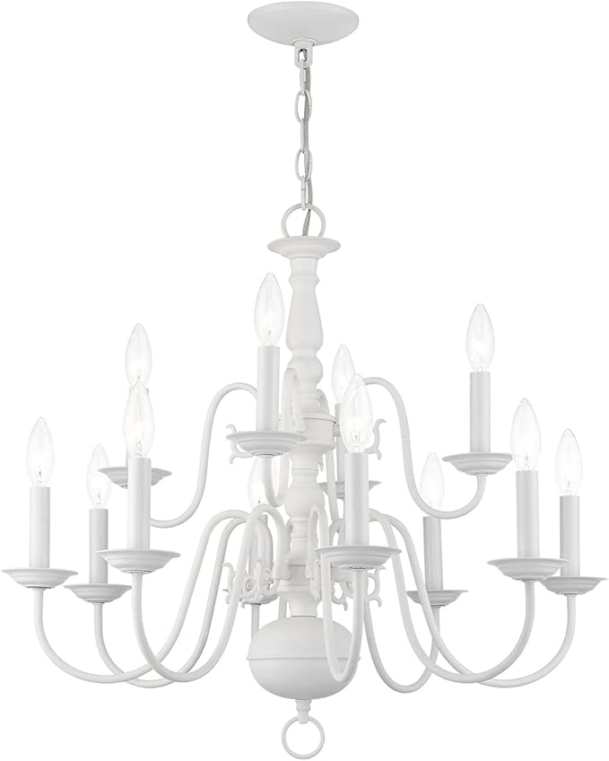 Livex Lighting 5012-03 Williamsburgh 12 Light White Chandelier