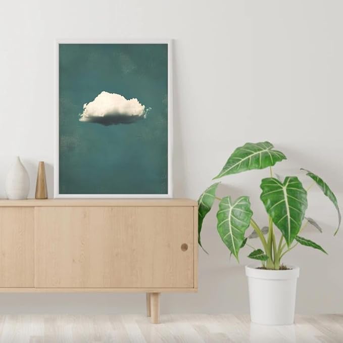 Minimalist Cloud Wall Art Print - Surreal Blue Sky Poster for Bedroom, Living Room, Office Decor - Calm Dreamy Aesthetic Artwork, Modern Nature Wall Decoration (Unframed) (20x30)