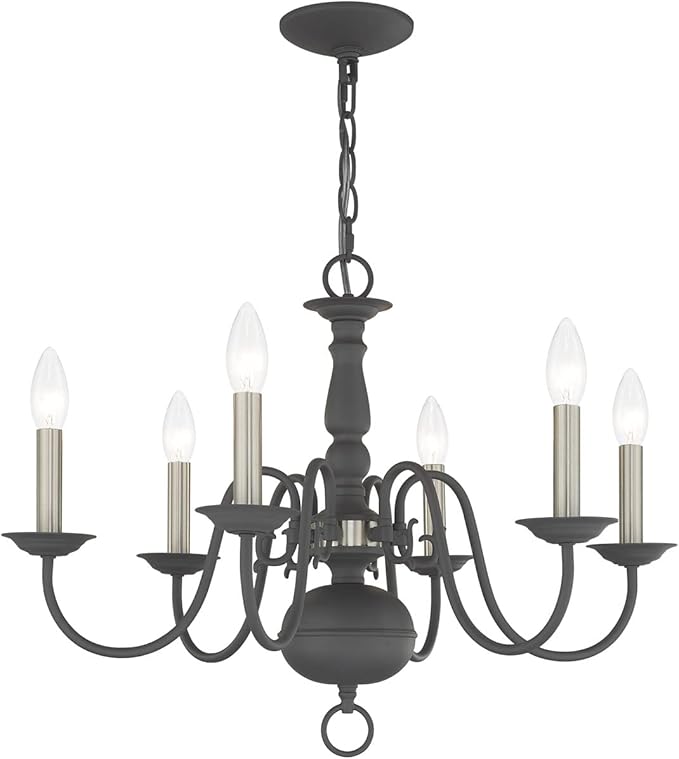 Livex Lighting Williamsburgh 6 Lt Scandinavian Gray Chandelier