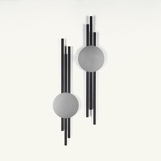ARTEPERA Antique Lines Metal Wall Art Set of 2 - Modern & Unique Wall Decor, Metal Wall Sculpture for Living Room, Bedroom, Office - Vertical Geometric Wall Decor (Black - Silver, 33" x 9.4")