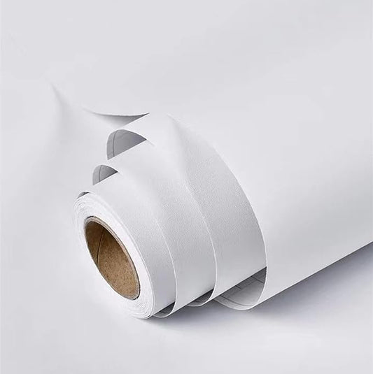 17.51inx118in White Wallpaper Peel and Stick Removable Self Adhesive White Contact Paper for Cabinets Bedroom Bathroom Wall Covering Matte Textured Waterproof DIY Decorative
