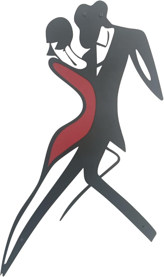 Metal Wall Art – Modern Abstract Multicolor Art-Inspired Sculpture – Minimalist Wall Decor for Living Room, Bedroom, or Office – Contemporary Handmade Artwork (Dancing Couple Blackman, 24 inches)