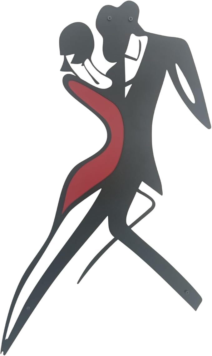 Metal Wall Art – Modern Abstract Multicolor Art-Inspired Sculpture – Minimalist Wall Decor for Living Room, Bedroom, or Office – Contemporary Handmade Artwork (Dancing Couple Blackman, 40 inches)