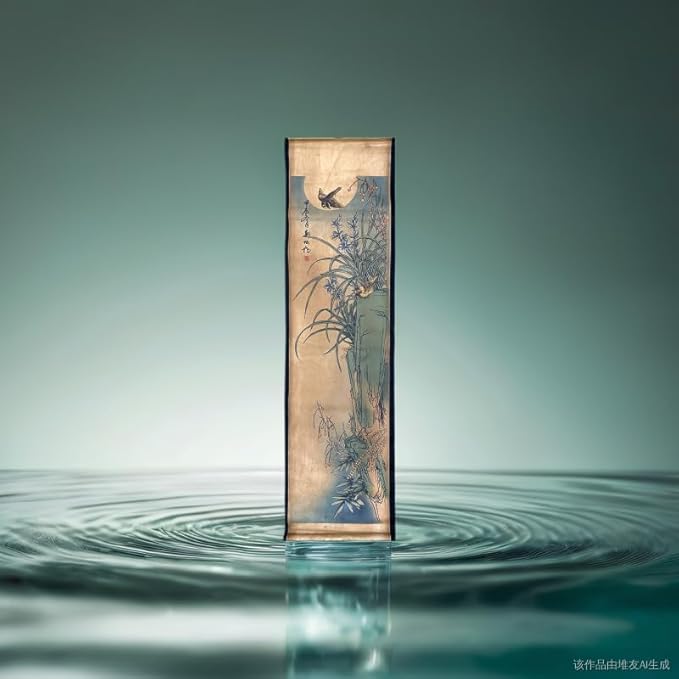 CIFIBIFUN Wall Asia Art Prints Posters Painting Eastern Bird Plants Flower Vintage Style,4 Panels Large Floral Home Walls Foldable Decor (Super Old Aging Paper, A Plants Birds)