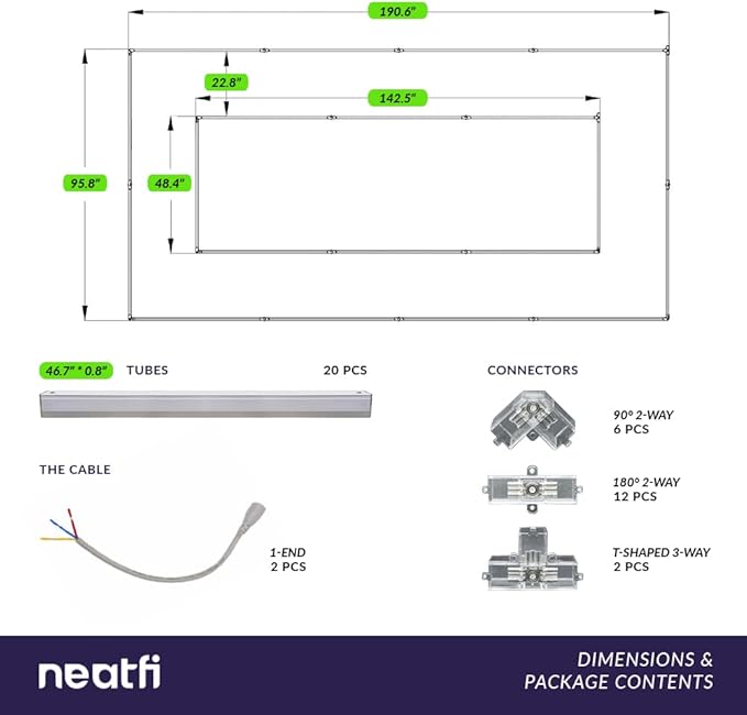 Neatfi LED Bright Garage Light, 35,200 Lumens, Ceiling Lighting for Auto Shops, Car Detailing, Gym, Basement, Warehouse, Barber and Beauty Salons (Cool White, 2 Rectangles with Hanging Kit)