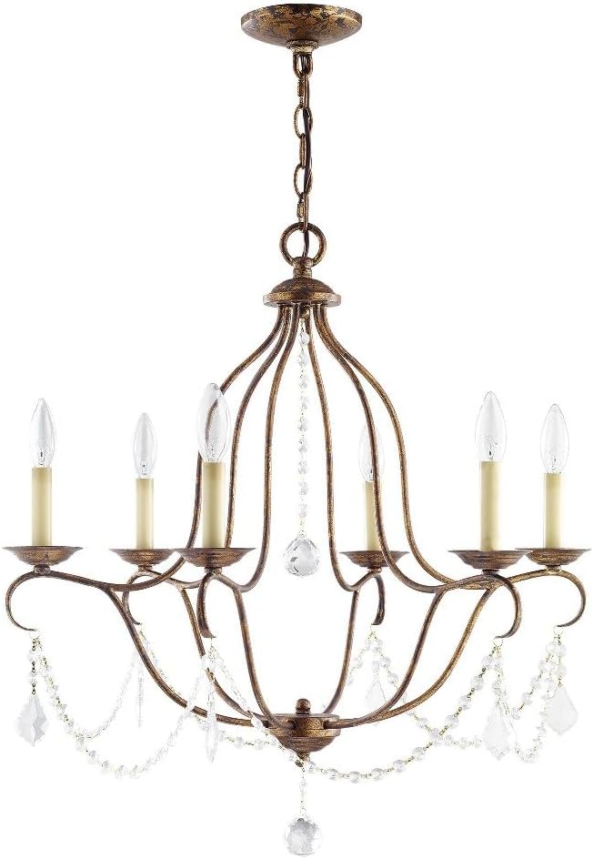 Livex Lighting 6426-48 Chesterfield 6 Light Chandelier, Antique Gold Leaf