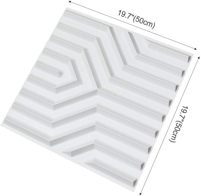 Art3d 19.7" x 19.7" (Pack Of 12) Wall Panel Stripes , White