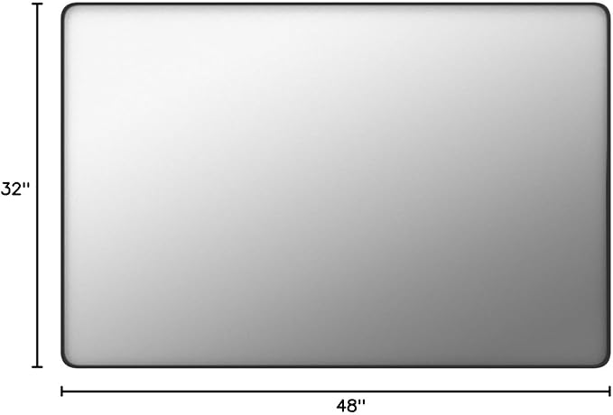 Black Bathroom Mirror 48X32 Inch, Black Metal Framed Mirror for Wall, Rounded Rectangle Matte Bathroom Vanity Mirror with Tempered Glass, Anti-Rust, Horizontal/Vertical