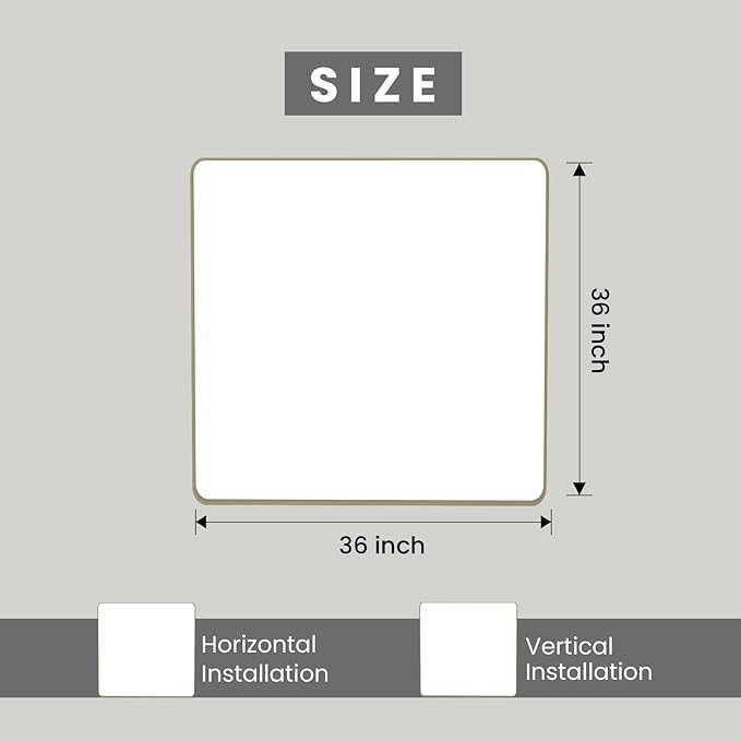 Bronze Bathroom Mirror 36x36 Inch, Brushed Bronze Metal Frame Mirror for Wall, Rounded Rectangle Bathroom Vanity Mirror with Tempered Glass, Anti-Rust, Horizontal/Vertical