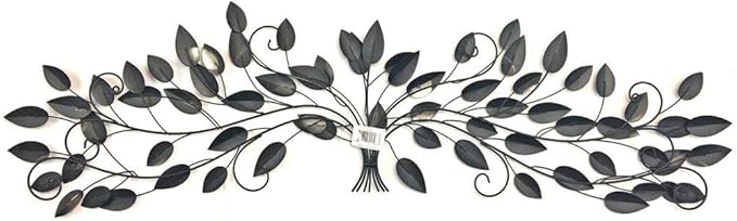 Bellaa 21987 Tree of Life Metal Wall Art Scroll Vine Olive Branch Leaf Decor Wrought Iron Rustic Sculptures Above the Bed Living Room Outdoor Garden Decoration Big Large Plaque Medallion 52 Inch
