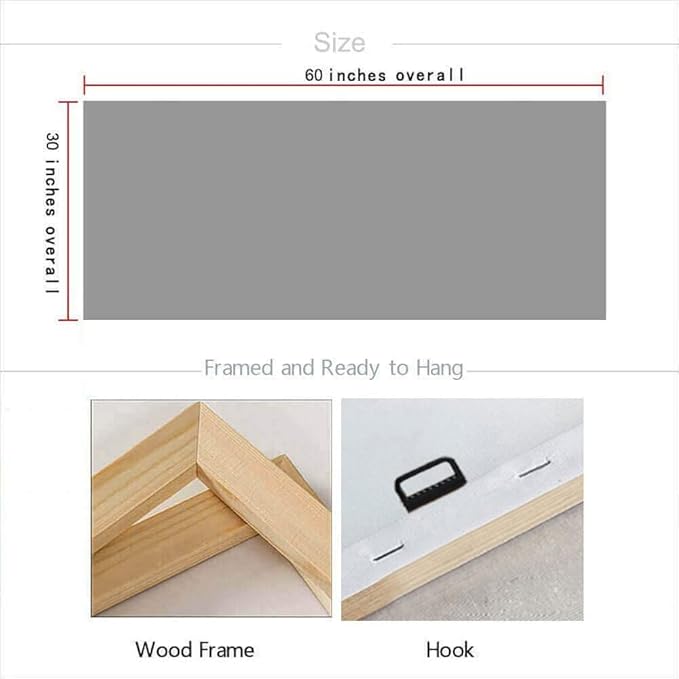 Arjun Landscape Wall Art Canvas for Living Room, Extra Large Mountain Nature Painting Bedroom Textured Floral Scenery Picture Framed Artwork for Office Home Dining Room Wall Decor 58"x29"