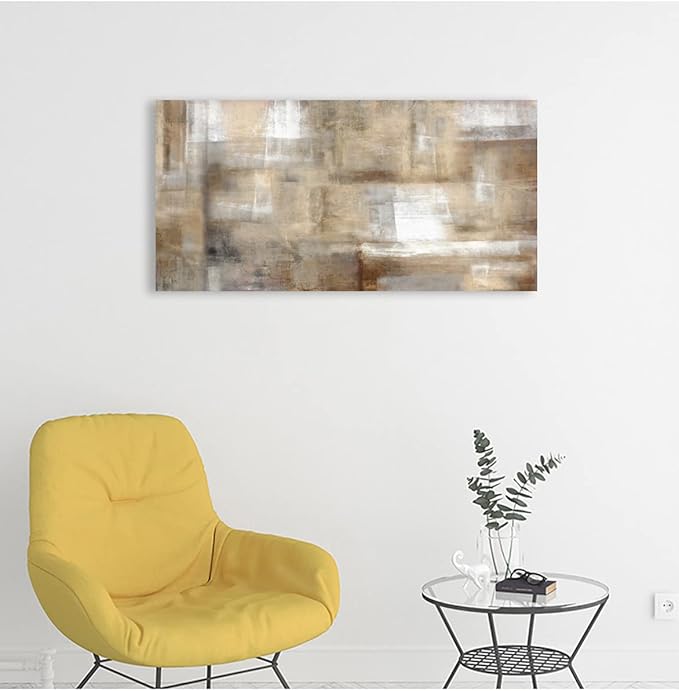 Brown Abstract Wall Art Canvas Prints White Grey Retro Abstract Canvas Pictures for Living Room Bedroom Wall Decor Rustic Farmhouse Canvas Artwork for Office Home Decoration 24" X 48"