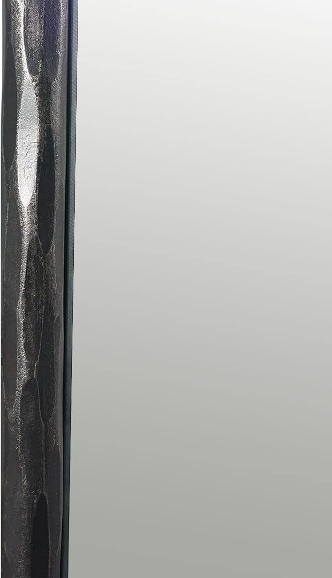 ANDY STAR Hand-Forged Black Bathroom Mirrors for Wall, 22x30 Inch Vintage Solid Steel Metal Frame Bathroom Vanity Mirror, Antique Rounded Rectangle Wall Mirror, Hangs Horizontally or Vertically