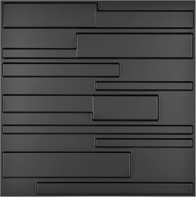 Art3d 19.7" x 19.7" (Pack Of 12) Wall Panel Rectangle, Black