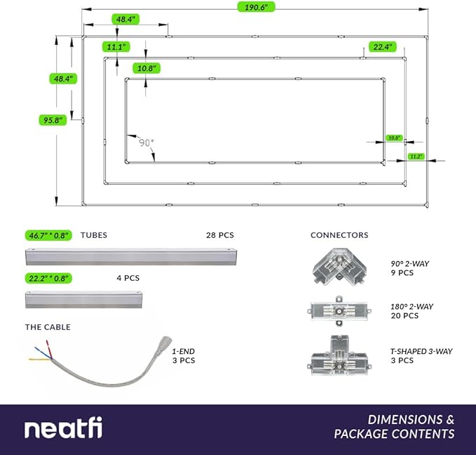 Neatfi LED Bright Garage Light, 52,800 Lumens, Ceiling Lighting for Auto Shops, Car Detailing, Gym, Basement, Warehouse, Barber and Beauty Salons (Cool White, 3 Rectangles with Hanging Kit)