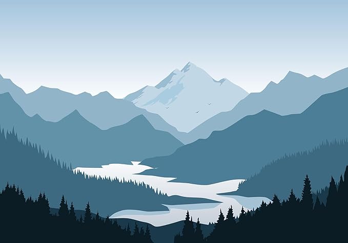 Modern Mountain Wallpaper Natural Landscape Woodland Lake Wall Mural for Bedroom Living Room (Not Self-Adhesive)