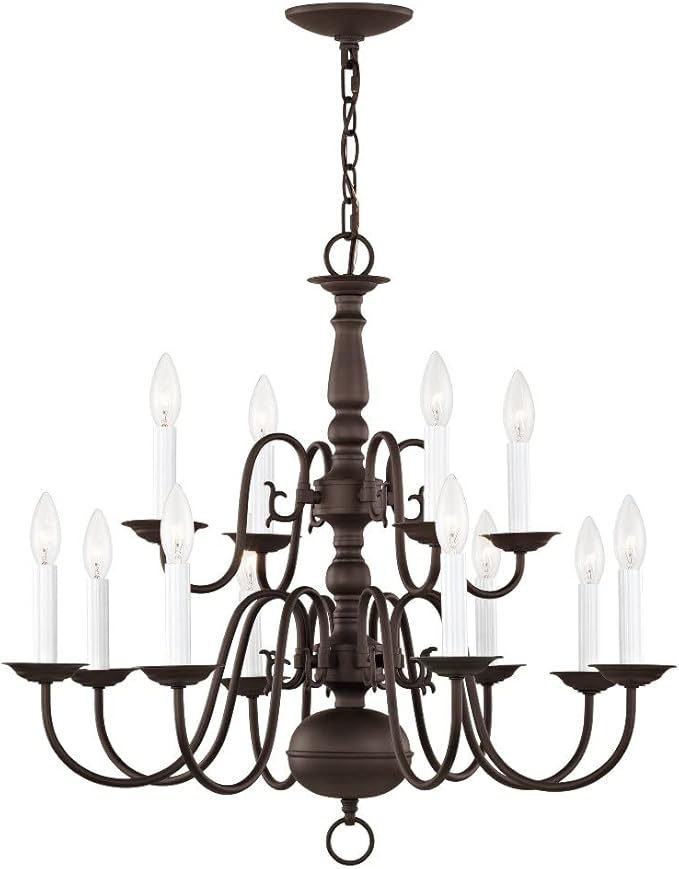 Livex Lighting 5012-07 Williamsburgh 12-Light Chandelier, Bronze