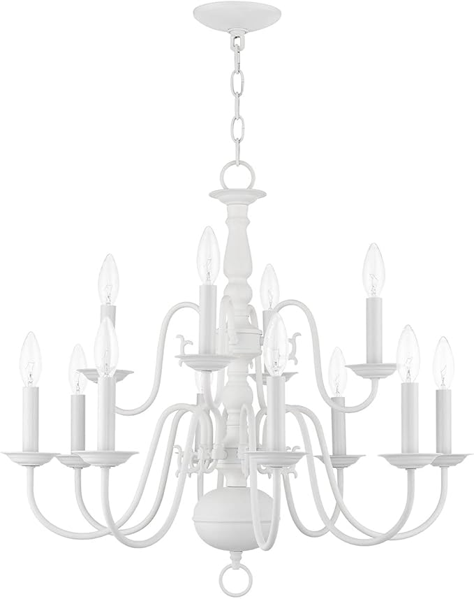 Livex Lighting 5012-03 Williamsburgh 12 Light White Chandelier