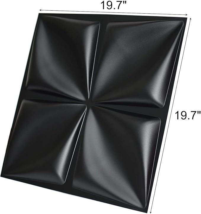 Art3d Matt Black 3D Wall Panel PVC Flower Design Cover 3 Sq Meter, for Interior Wall Décor in Living Room,Bedroom,Lobby,Office,Shopping Mall