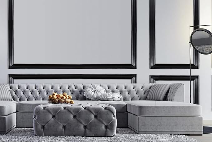 Black Molding Trim Chair Rail Panel Moulding | Peel and Stick Self-Adhesive Design | DIY Home Decor on The Cabinet Door Mirror Frame, 9.8 ft x 1.3 in