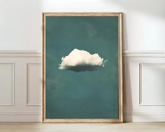 Minimalist Cloud Wall Art Print - Surreal Blue Sky Poster for Bedroom, Living Room, Office Decor - Calm Dreamy Aesthetic Artwork, Modern Nature Wall Decoration (Unframed) (20x30)