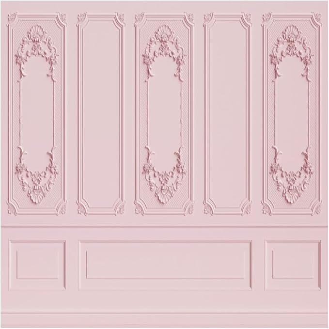 Leyiyi 10x10ft Light Pink Vintage Room Inside Backdrop European Frame Modern House French Castle Cementery Wall Retro Style Photo Background Cowboy Kids Birthday Portrait Studio Props Vinyl Wallpaper