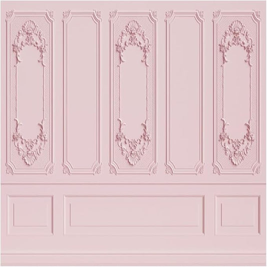 Leyiyi 10x10ft Light Pink Vintage Room Inside Backdrop European Frame Modern House French Castle Cementery Wall Retro Style Photo Background Cowboy Kids Birthday Portrait Studio Props Vinyl Wallpaper