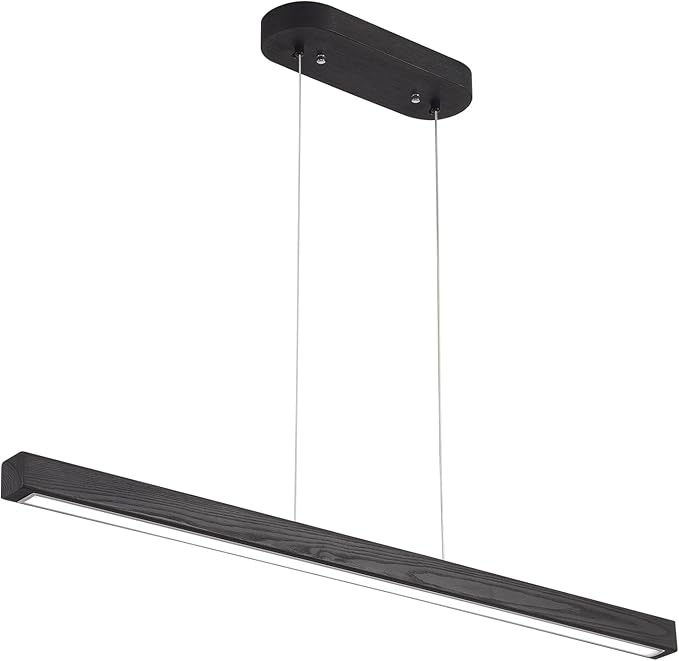 71" Black Linear Pendant Light Wooden Led Linear Pendant Light Fixtures Ceiling Hanging Dimmable Pendant Lights for Dining Room Kitchen Island Pool Table Lights Black Wood Finish